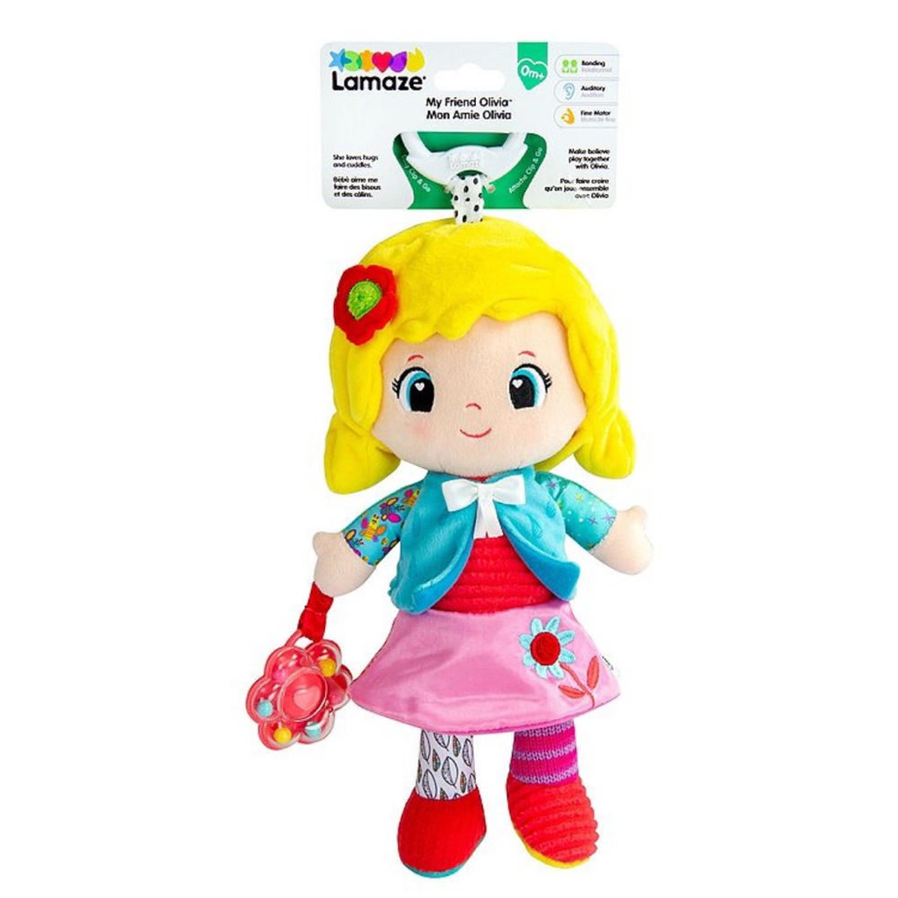 Lamaze My Friend Olivia Stroller Toy NWT Clip On Baby Sensory Activity Doll